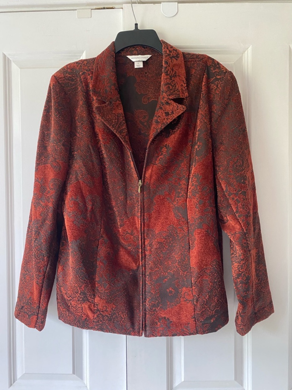 Rust Floral Zip Blazer Jacket